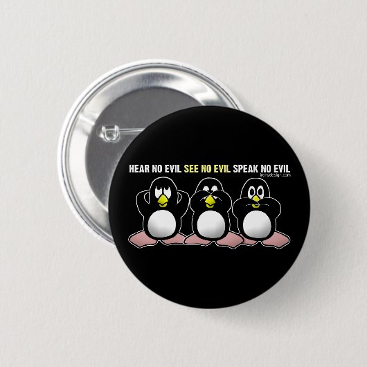 3 Wise Penguins Button (Vorne & Hinten)