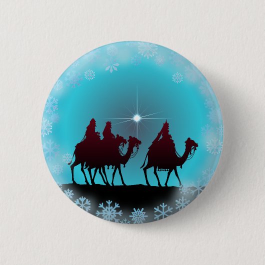 3 WISEMEN, SCHNEEFLOCKEN u. STERN durch SHARON Button (Vorderseite)