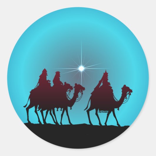3 WISEMEN & STAR by SHARON SHARPE Runder Aufkleber (Vorderseite)