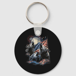 3 Wolf Moon 4. Juli American Flag Howling Amer Schlüsselanhänger