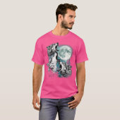3 Wolf Moon Howling Wolf Head Funny Wolves T-Shirt (Vorne ganz)