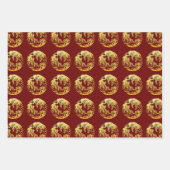 3 WP2 Gold Chinesische Papierschnitt Tiger Jahr wä Geschenkpapier Set (Vorderseite 2)