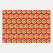 3 WP2 Gold Chinesische Papierschnitt Tiger Jahr wä Geschenkpapier Set (Vorderseite)