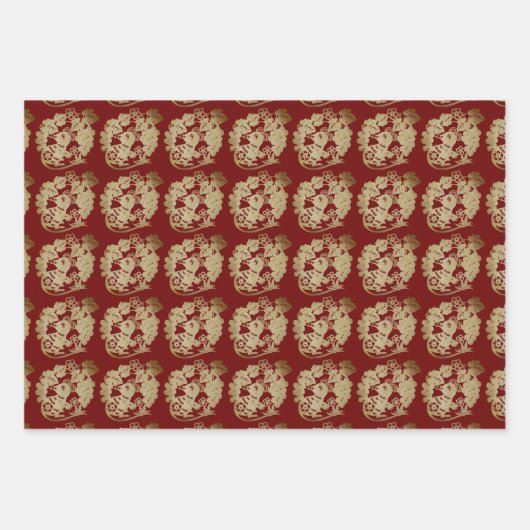 3 WP Chinesische, in Papierform geschnittene Ratte Geschenkpapier Set (Vorderseite 2)