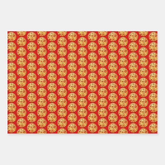 3 WP Gold Chinesische Papierschnitt Tiger Jahr wäh Geschenkpapier Set (Vorderseite 3)