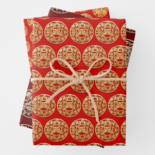 3 WP Gold Chinesische Papierschnitt Tiger Jahr wäh Geschenkpapier Set (Beispiel)