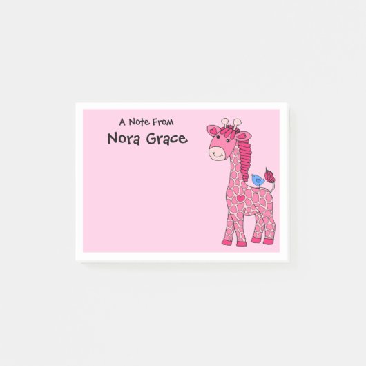3"x4" POST-IT NOTIERT PINK GIRAFFE-INDIVIDUELLE NA Klebezettel (Vorderseite)