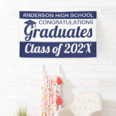 3' x 5' Blue & White Herzlichen Glückwunsch Gradui Banner (Insitu)