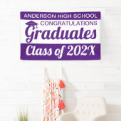 3' x 5' Lila und weiße Gratulationen Graduierte Banner (Insitu)