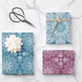 3 x Packpapier mit Etikettenpapier Geschenkpapier Set