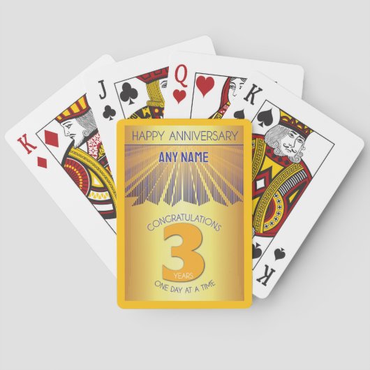 3 Year | Golden Ray 12 Step CUSTOM NAME Spielkarten (Rückseite)