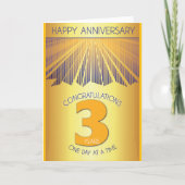 3 Year Sober Anniversary | Golden Ray 12 Step Karte (Vorderseite)