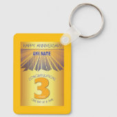 3 Year Sober Anniversary | Golden Ray 12 Step Schlüsselanhänger (Rückseite)