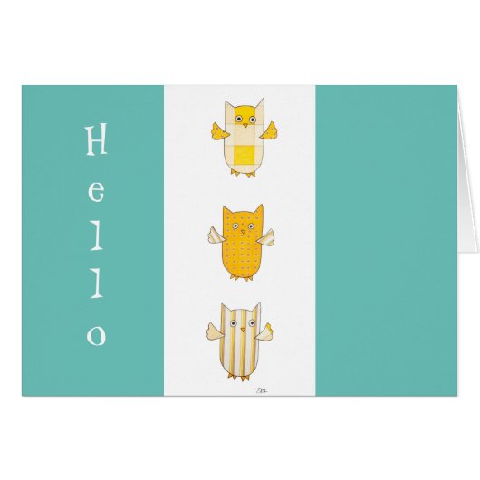 3 Yellow Owls Flying Blank Notecards (Vorderseite (Horizontal))