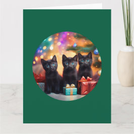 3 Young Blue Mit Augen Black Kittens Weihnachtslan Dankeskarte