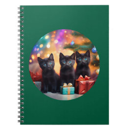 3 Young Blue Mit Augen Black Kittens Weihnachtslan Notizblock