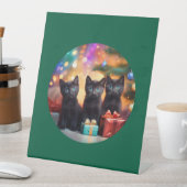 3 Young Blue Mit Augen Black Kittens Weihnachtslan Sockelschild (In Situ)