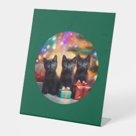 3 Young Blue Mit Augen Black Kittens Weihnachtslan Sockelschild