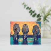 3 Zebras Original Abstrakte Tier Dschungelsafari Postkarte (Stehend Vorderseite)