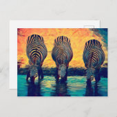 3 Zebras Original Abstrakte Tier Dschungelsafari Postkarte (Vorne/Hinten)