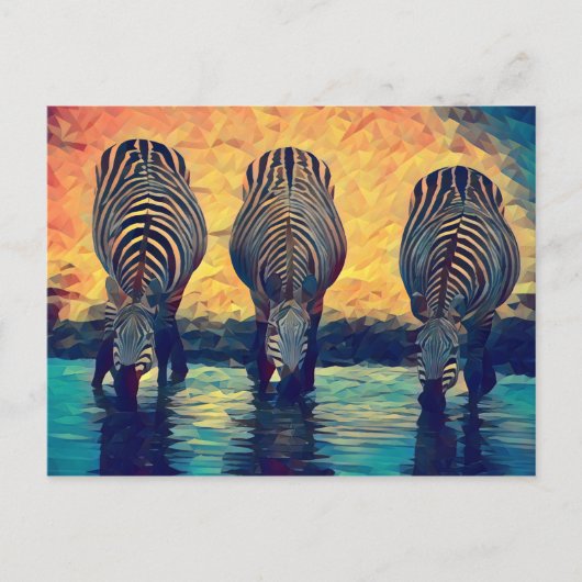 3 Zebras Original Abstrakte Tier Dschungelsafari Postkarte (Vorderseite)