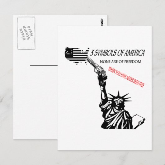 3 Zeichen weiß Postkarte (Vorne/Hinten)