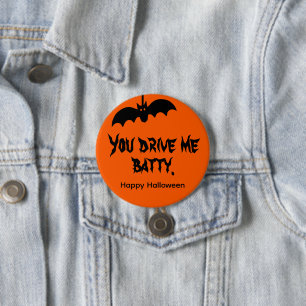 3-Zoll-Orangefarbener Halloween-Rund 'Du machst mi Button