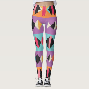 3b farbige Streifen und Dreiecke Leggings