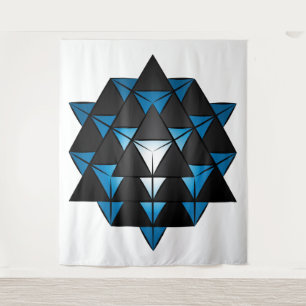 3D 64 Tetrahedron Grid Series V2 Tapestry Wandteppich