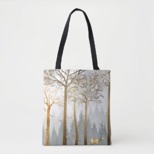 3d Abbildung, grau und gold Konturen von Bäumen,  Tasche