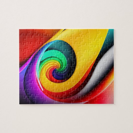3D Abstrakt geometrische Spiralfarben Puzzle (Horizontal)