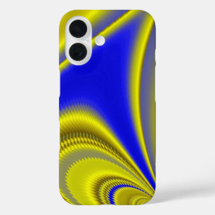 3D Abstrakt in Gelbblau iPhone 16 Hülle