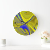 3D Abstrakt in Gelbblau Große Wanduhr (Zuhause)
