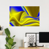 3D Abstrakt in Gelbblau Poster (Heimbüro)