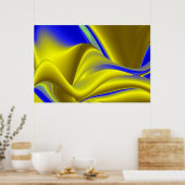 3D Abstrakt in Gelbblau Poster (Küche)