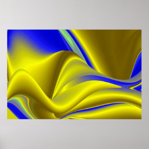 3D Abstrakt in Gelbblau Poster