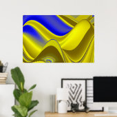 3D Abstrakt in Gelbblau Poster (Heimbüro)