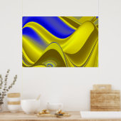 3D Abstrakt in Gelbblau Poster (Küche)
