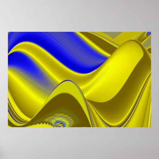 3D Abstrakt in Gelbblau Poster (Vorne)