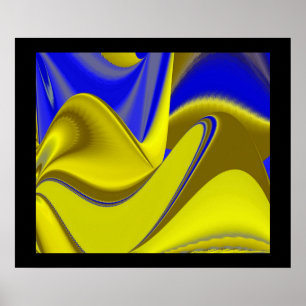 3D Abstrakt in Gelbblau Poster