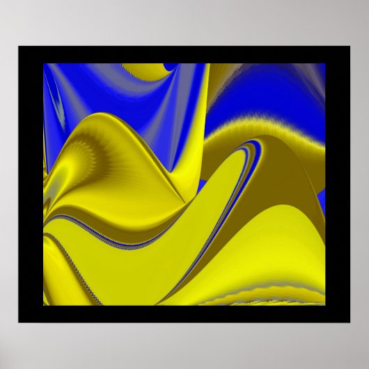 3D Abstrakt in Gelbblau Poster (Vorne)