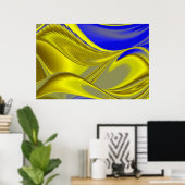 3D Abstrakt in Gelbblau Poster (Heimbüro)