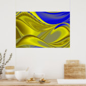 3D Abstrakt in Gelbblau Poster (Küche)