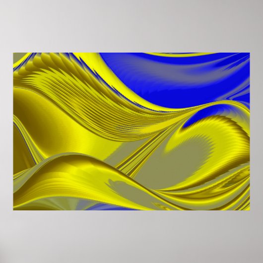 3D Abstrakt in Gelbblau Poster (Vorne)