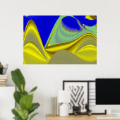 3D Abstrakt in Gelbblau Poster (Heimbüro)