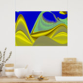 3D Abstrakt in Gelbblau Poster (Küche)