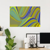 3D Abstrakt in Gelbblau Poster (Heimbüro)