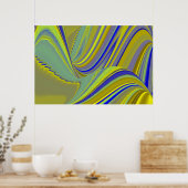 3D Abstrakt in Gelbblau Poster (Küche)