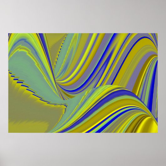3D Abstrakt in Gelbblau Poster (Vorne)