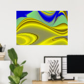 3D Abstrakt in Gelbblau Poster (Heimbüro)